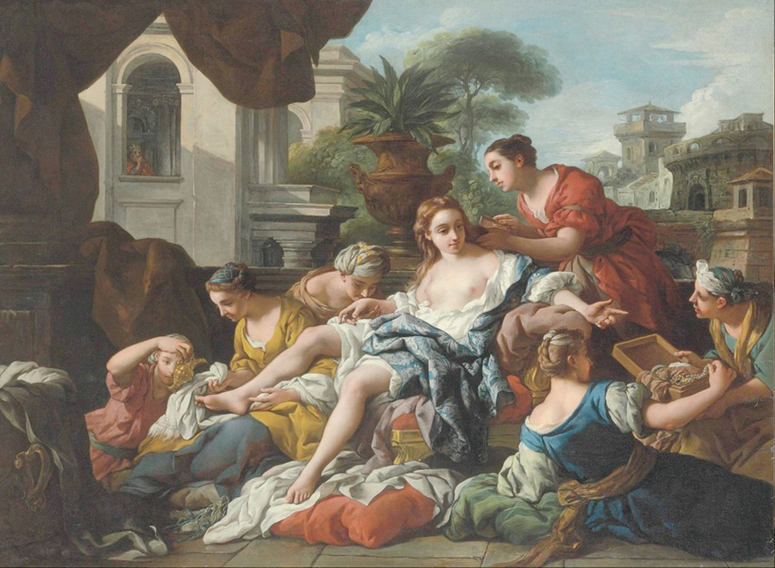 Affresco Античные сюжеты Jean Francois de Troy Bathsheba at her Bath