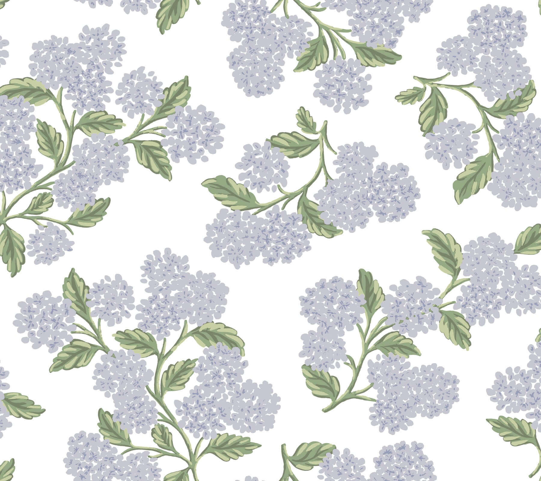 York  Rifle Paper Co. Wallcoverings  Hydrangea Wallpaper- Lilac & White PSW1621RL