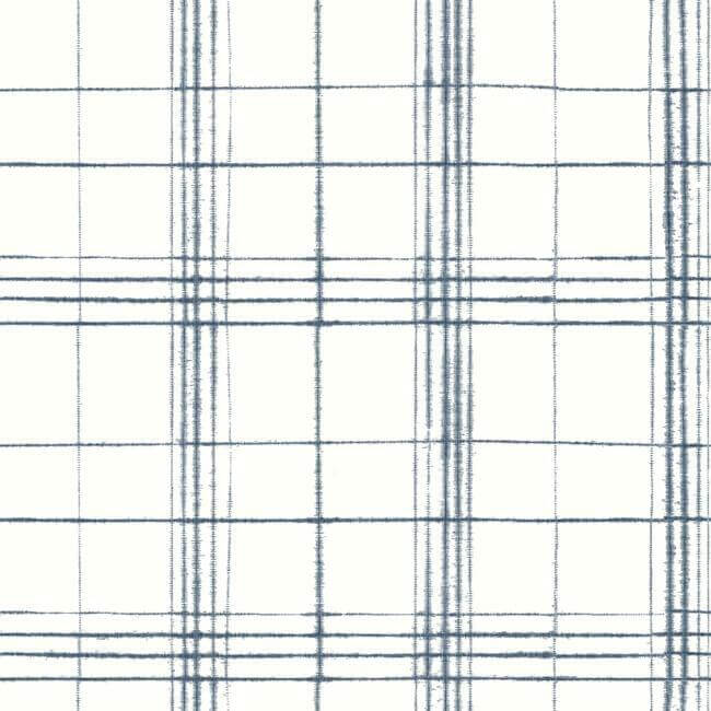 York  Simply Farmhouse  Farmhouse Plaid Wallpaper- Navy/White FH4017