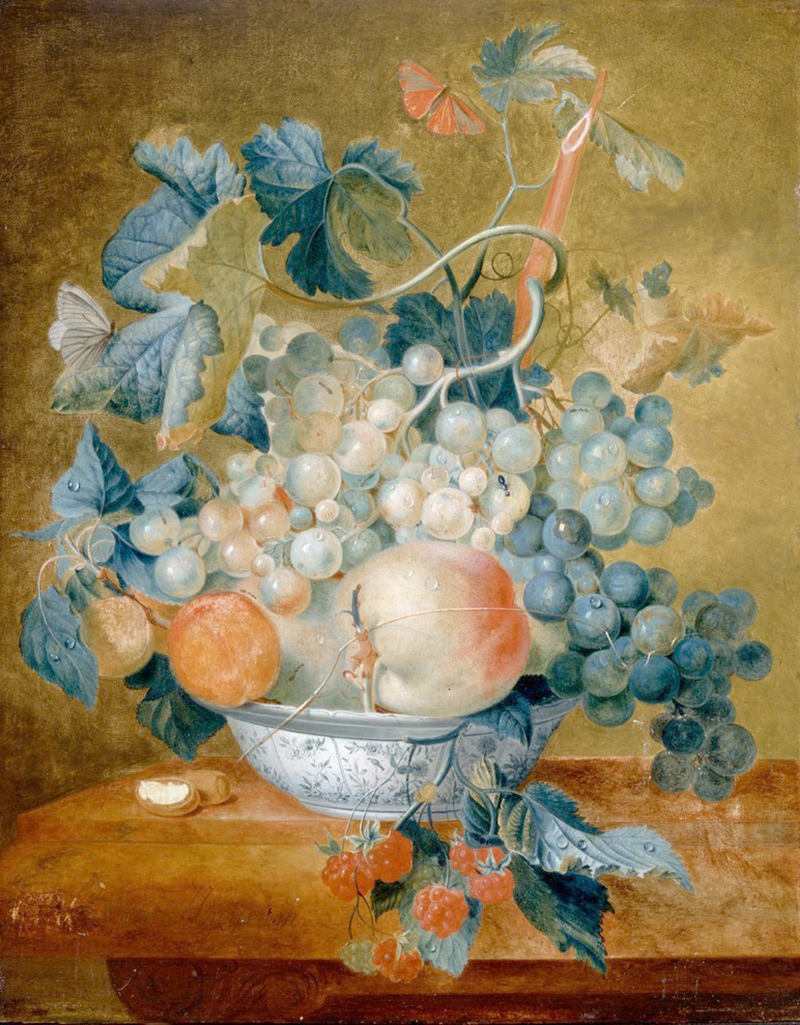Affresco Натюрморт Van Huysum Michiel, A Delft Bowl with Fruit