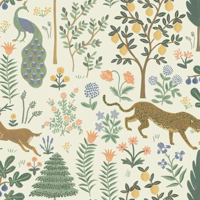 York  Rifle Paper Co. Wallcoverings  Menagerie Premium Peel + Stick Wallpaper- Cream PSW1322RL