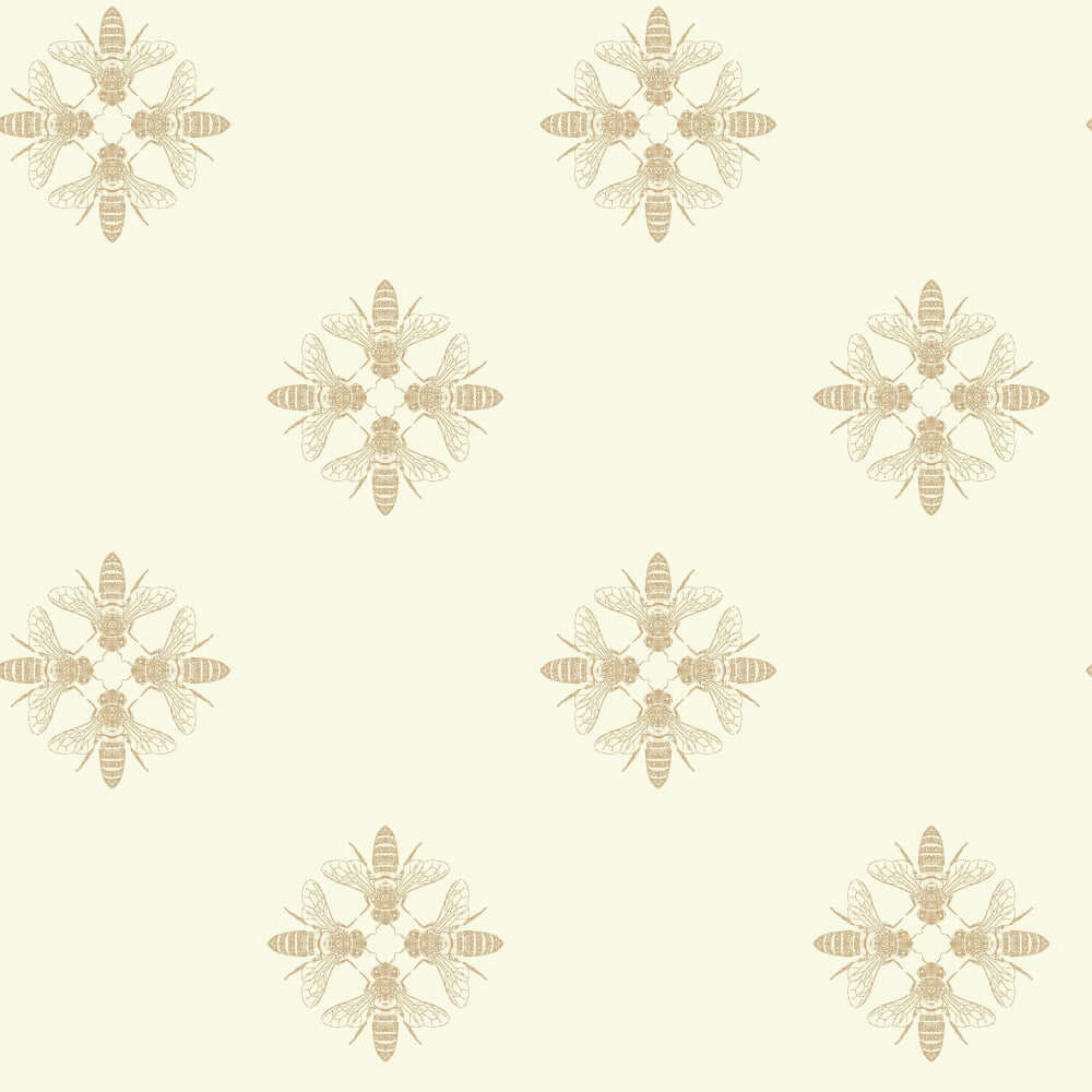 York  Spray and Stick Wallpaper™  Honey Bee Wallpaper- Gold/Cream ON1641