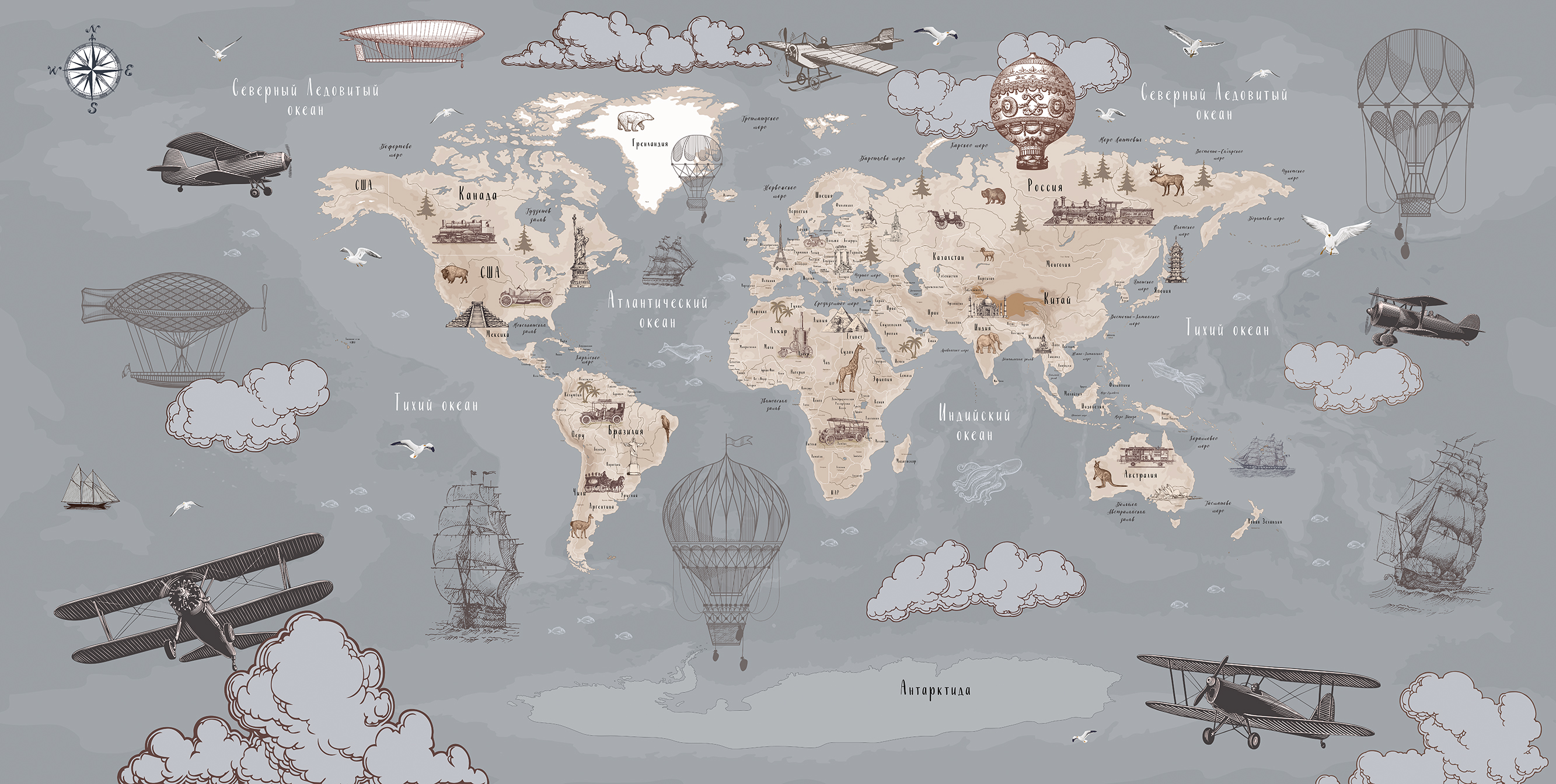 206232 Creativille карта мира 80 дней вокруг света