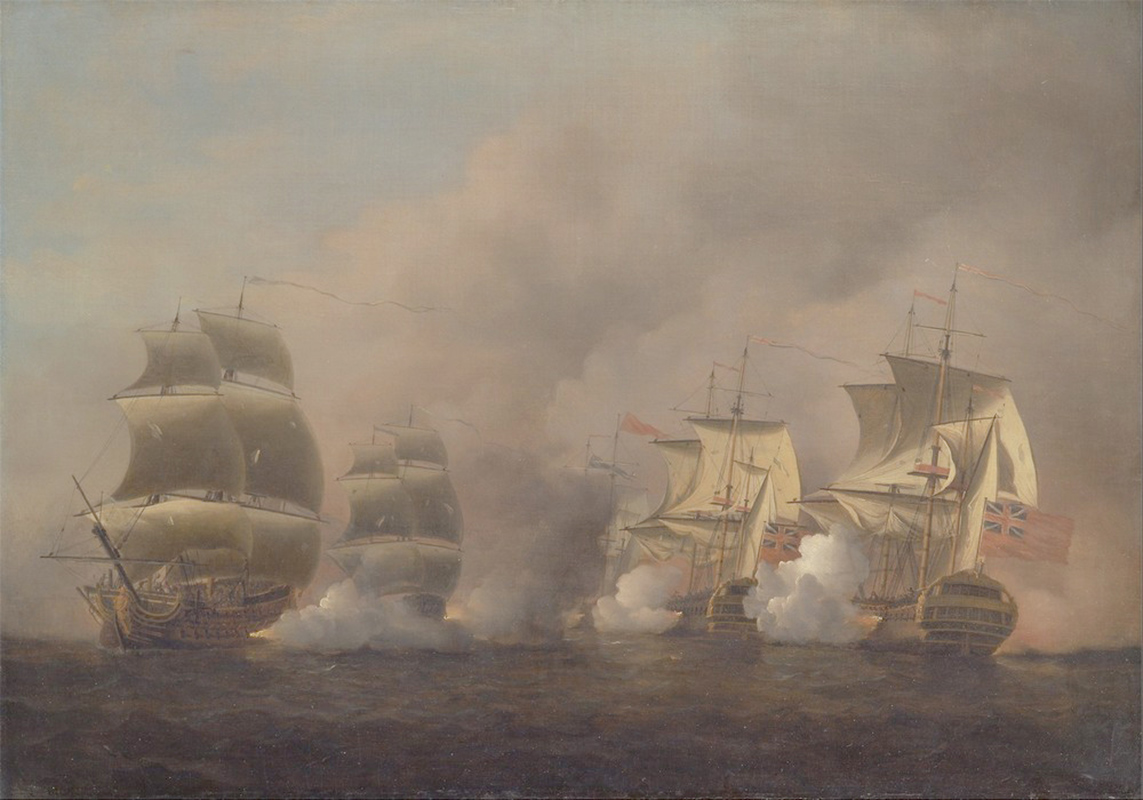 Affresco Морские пейзажи Samuel Scott, Action off the Cape of Good Hope 2