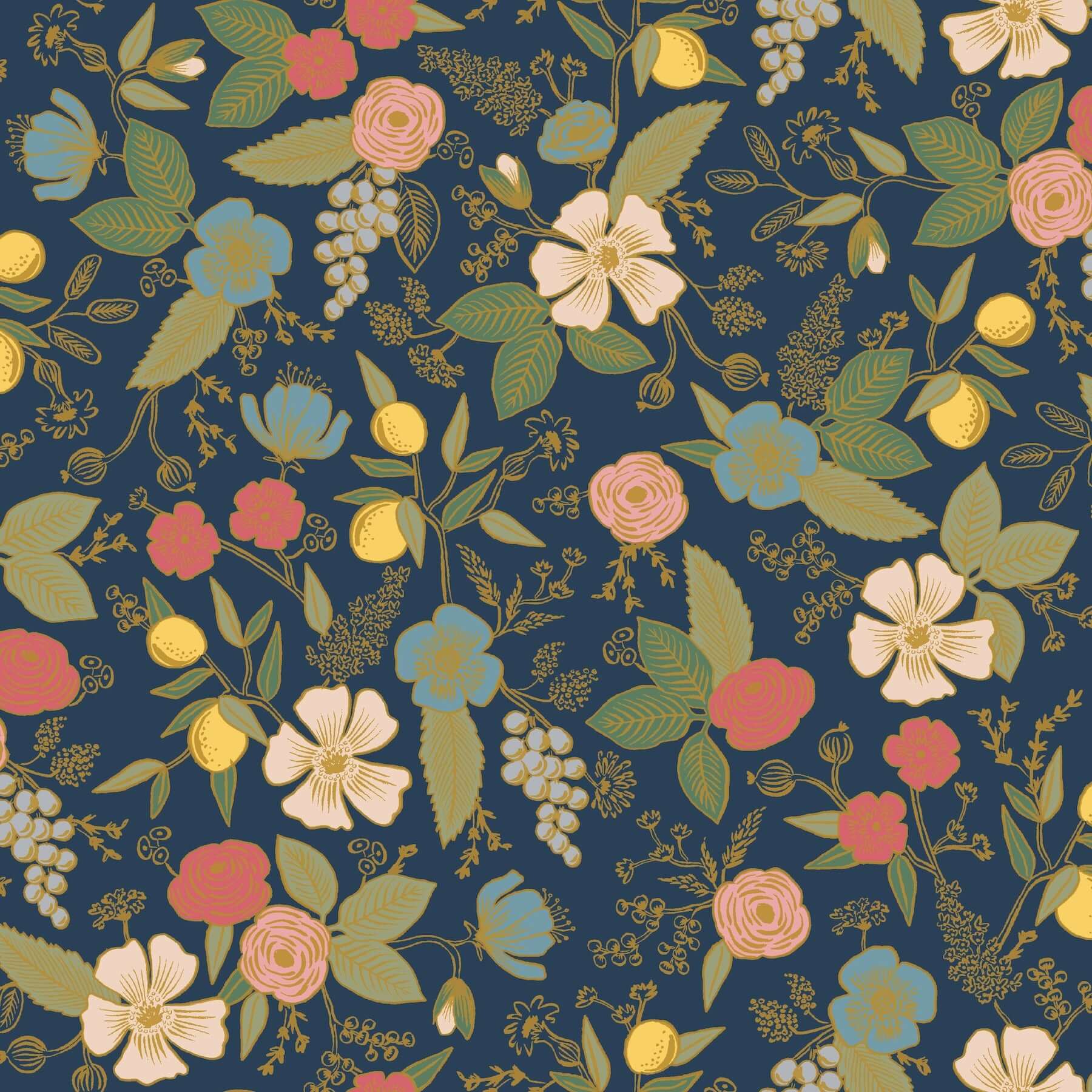 York  Rifle Paper Co. Premium Peel & Stick Wallpaper  Colette Peel + Stick Wallpaper- Navy PSW1534RL