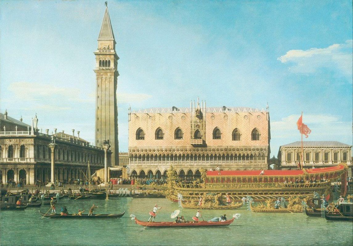 Affresco Классические пейзажи Canaletto Giovanni Antonio Canal, The Bucintoro at the Molo on Ascension Day