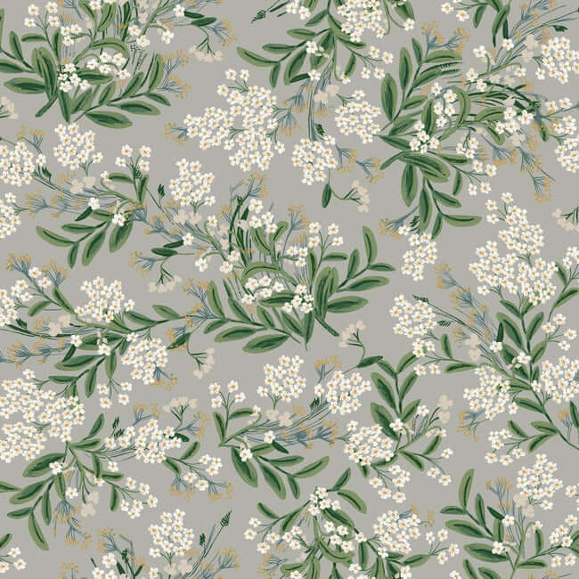 York  Rifle Paper Co.  Cornflower Wallpaper- Grey RP7383