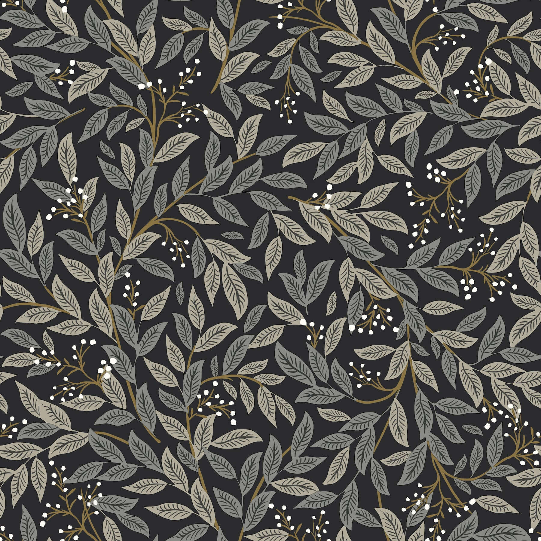 York  Rifle Paper Co. Wallcoverings  Willowberry Wallpaper- Black RF7462