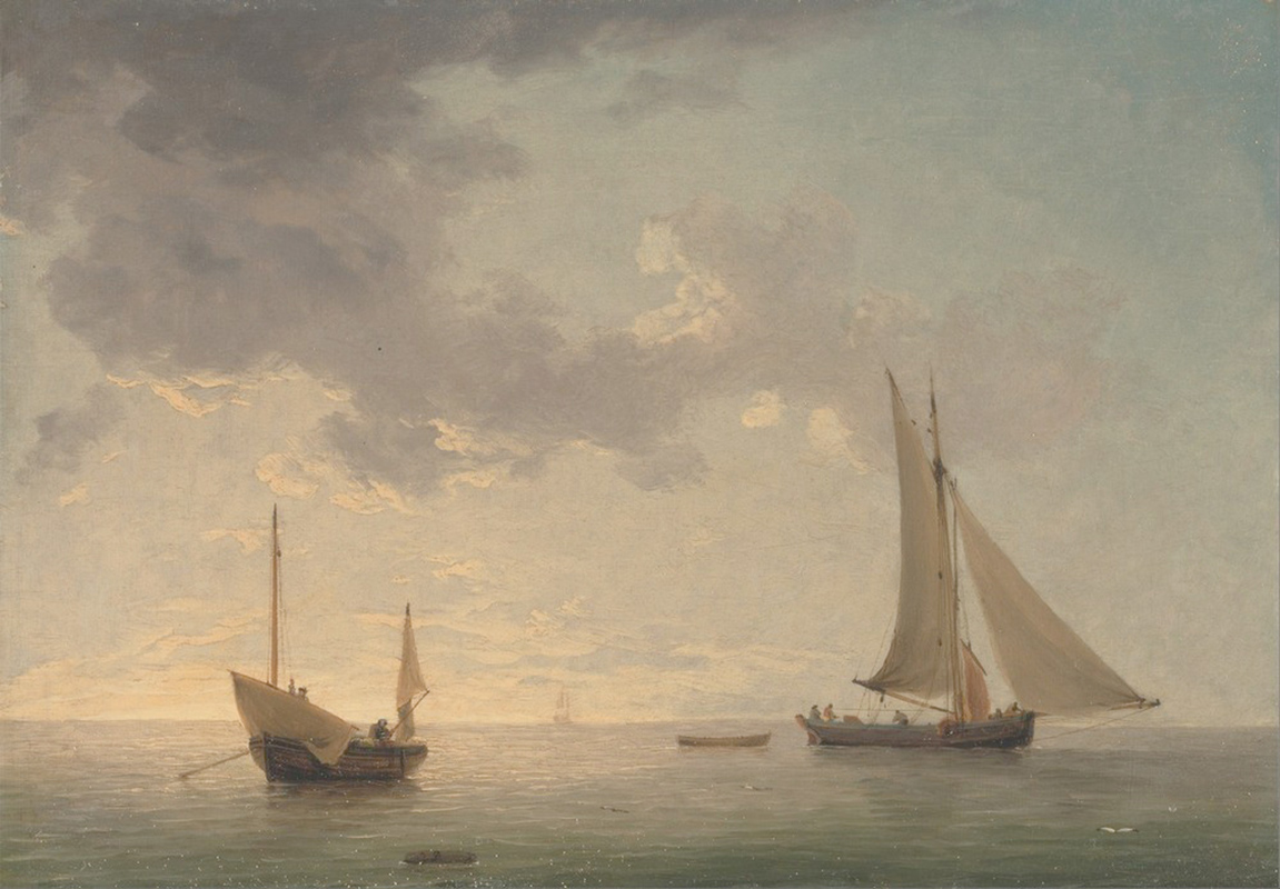 Affresco Морские пейзажи Charles Brooking, Lugger and a Smack in Light Airs