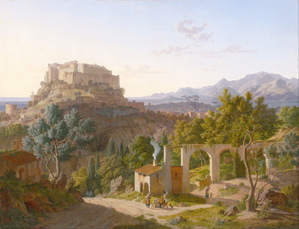 Affresco Классические пейзажи Leo von Klenze, Landscape with the Castle of Massa di Carrara