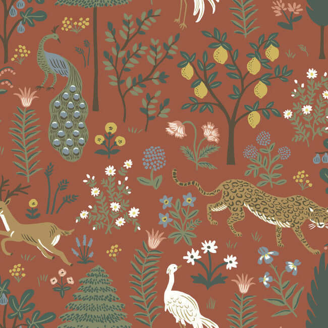 York  Rifle Paper Co.  Menagerie Wallpaper- Rust RP7301