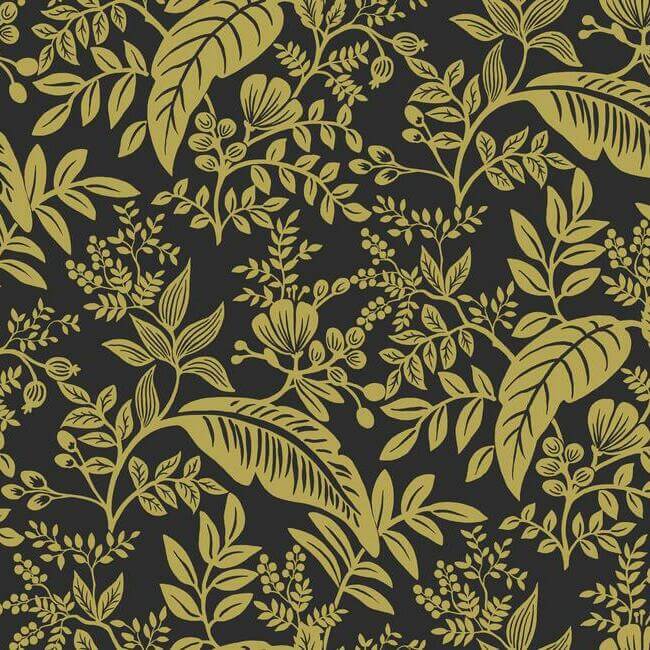 York  Rifle Paper Co. Wallcoverings  Canopy Wallpaper- Gold & Black RI5139