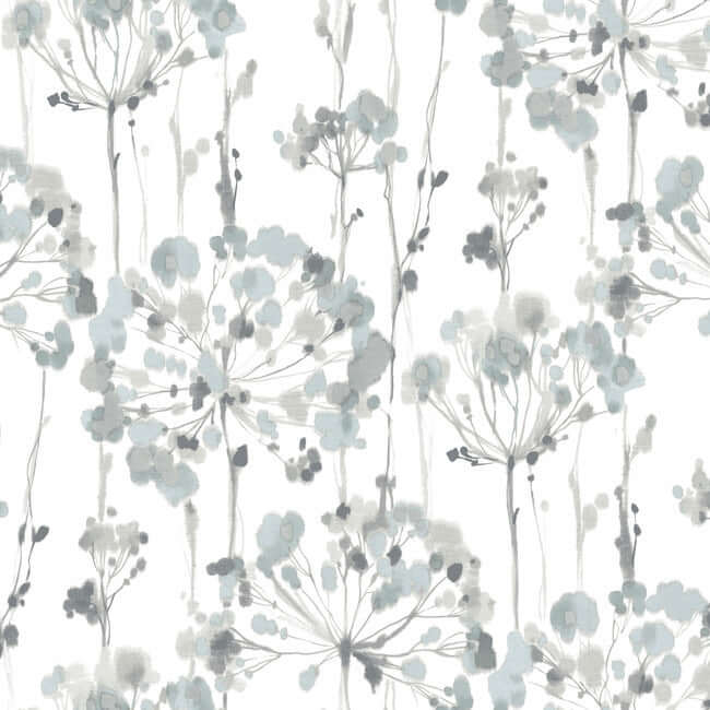 York  Candice Olson Wallcoverings  Flourish Premium Peel + Stick Wallpaper- Sheer Blue/Grey PSW1428RL