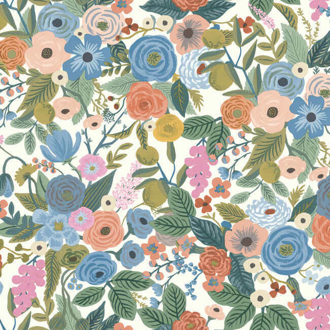 York  Rifle Paper Co. Wallcoverings  Garden Party Premium Peel + Stick Wallpaper- Cobalt Multi PSW1485RL