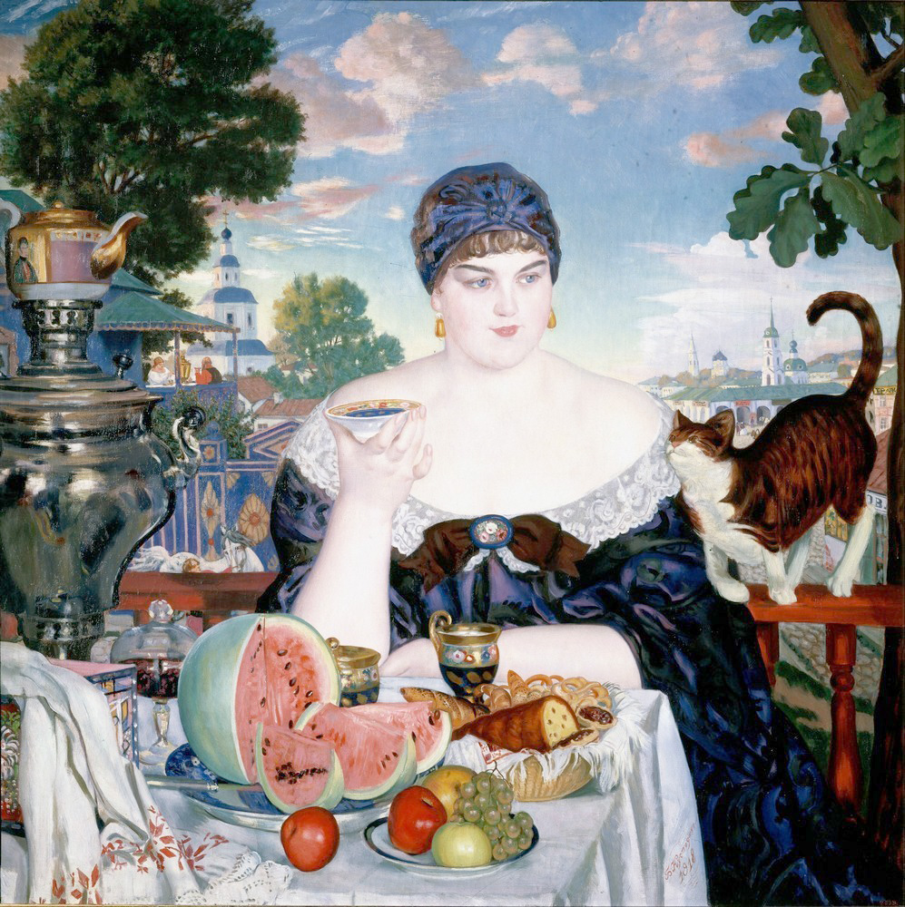 Affresco Импрессионисты и постимпрессионисты Boris Kustodiev, Merchants Wife at Tea