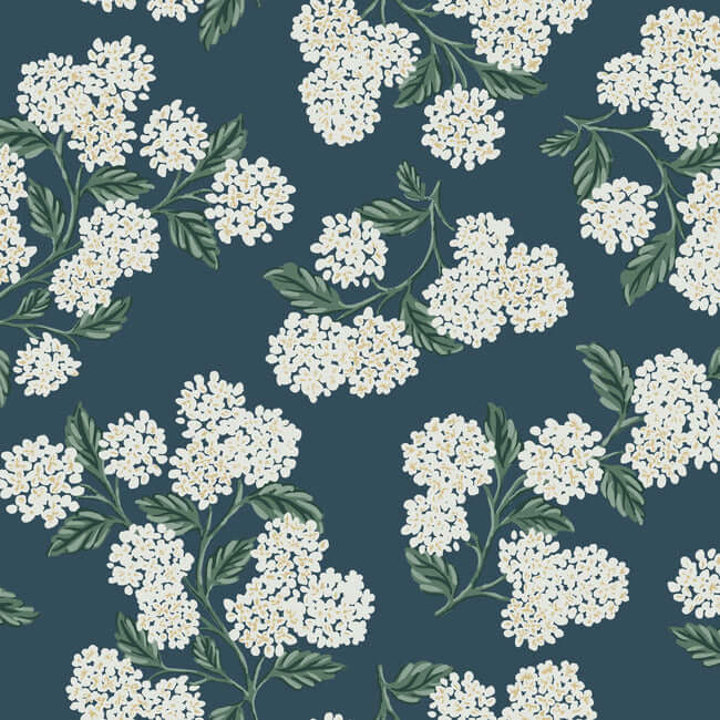 York  Rifle Paper Co.  Hydrangea Wallpaper- Teal RP7395