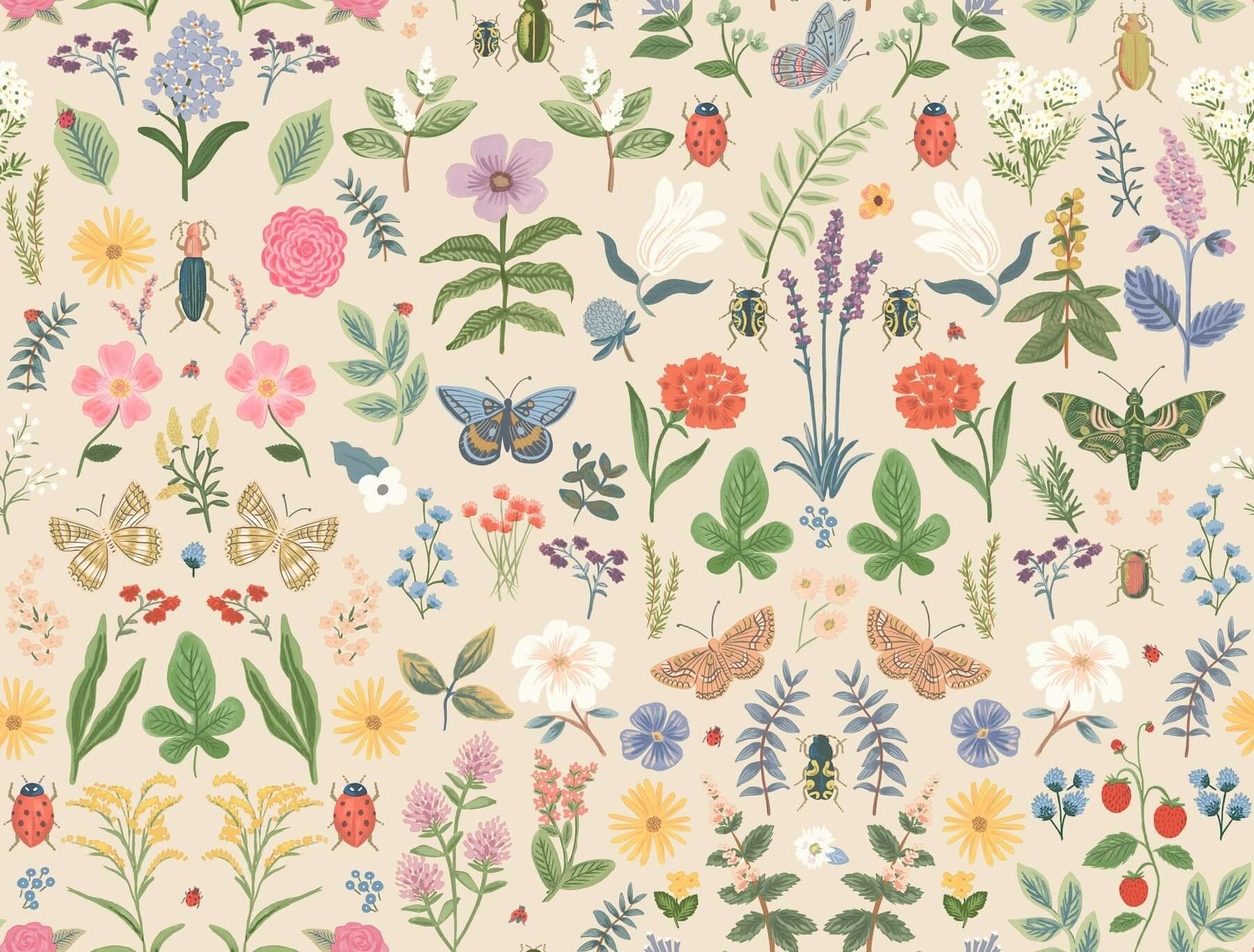 York  Rifle Paper Co. Premium Peel & Stick Wallpaper  Curio Peel + Stick Wallpaper- Cream PSW1542RL