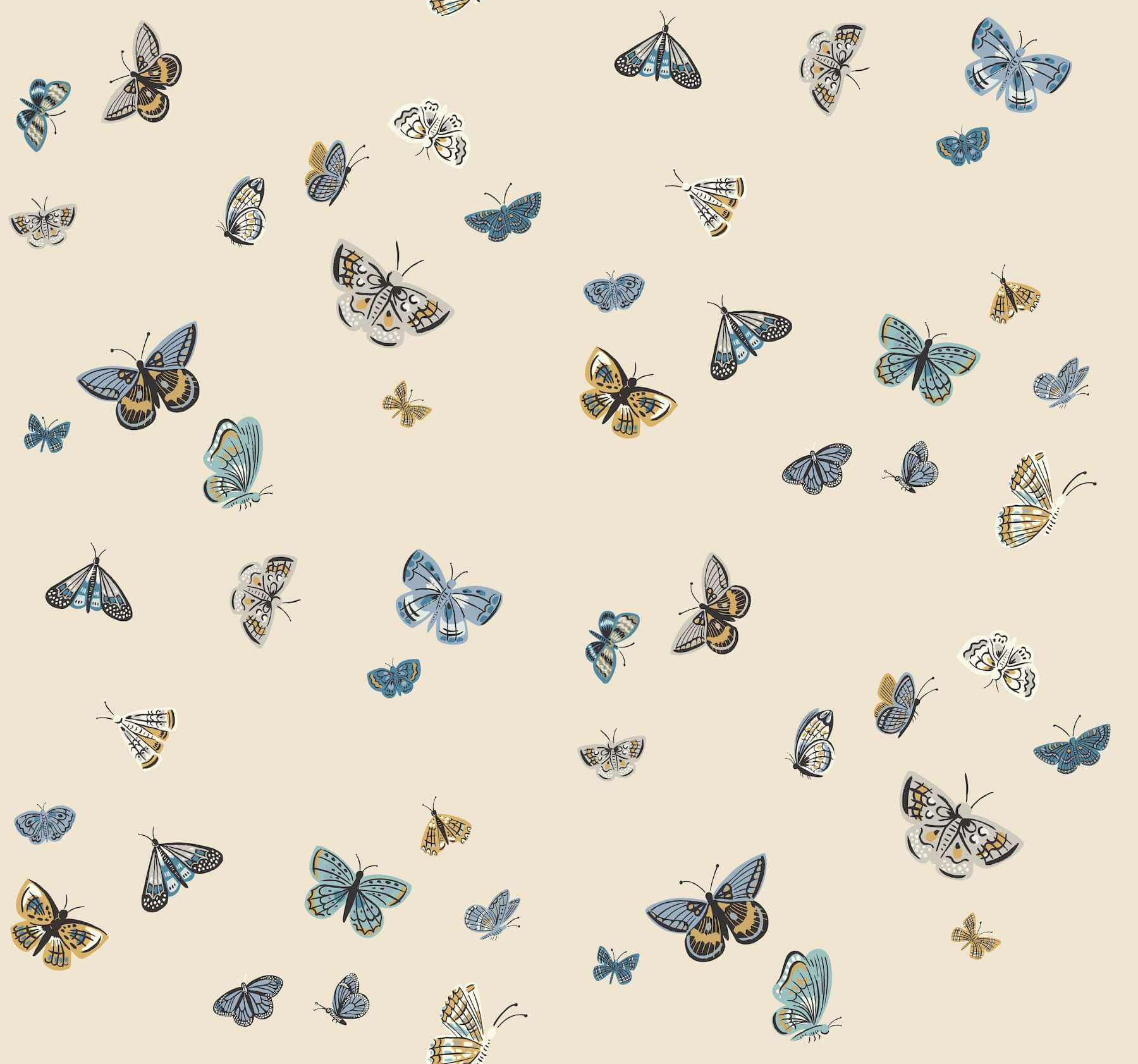 York  Rifle Paper Co. Wallcoverings  Butterfly House Wallpaper- Linen RF7412