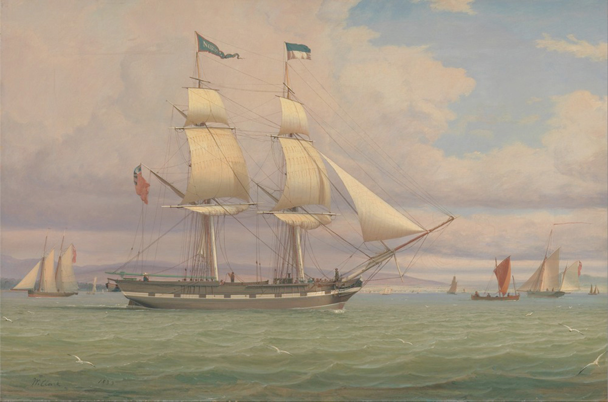 Affresco Морские пейзажи William Clark, The English Brig Norval before the Wind
