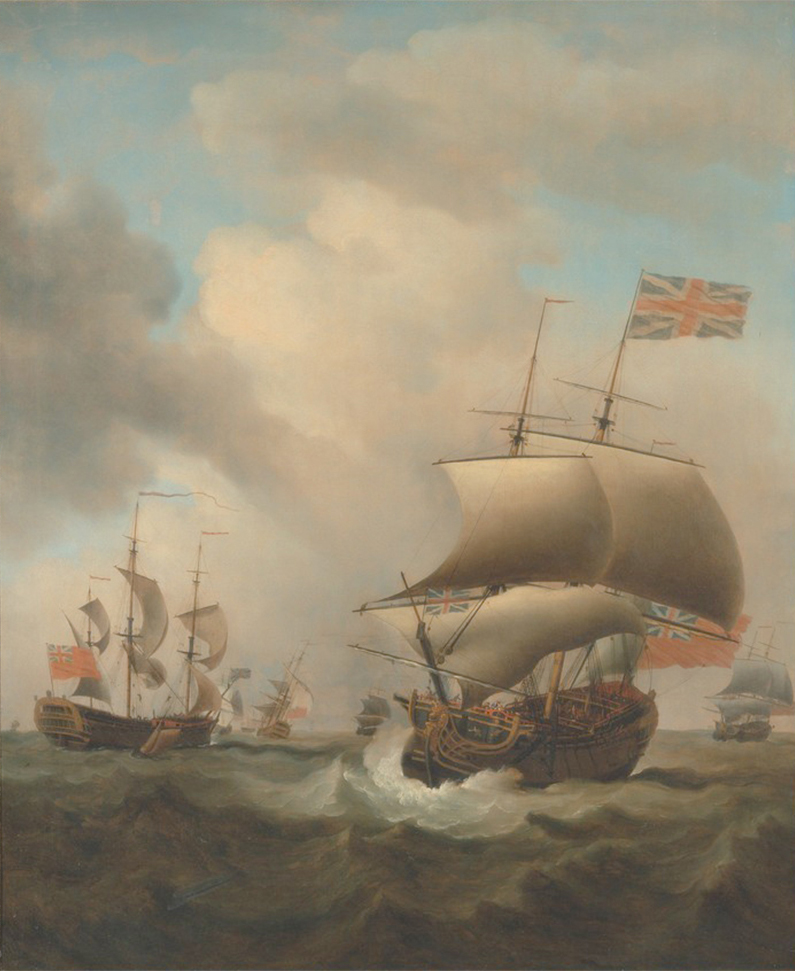Affresco Морские пейзажи Samuel Scott, Shipping in a Choppy Sea