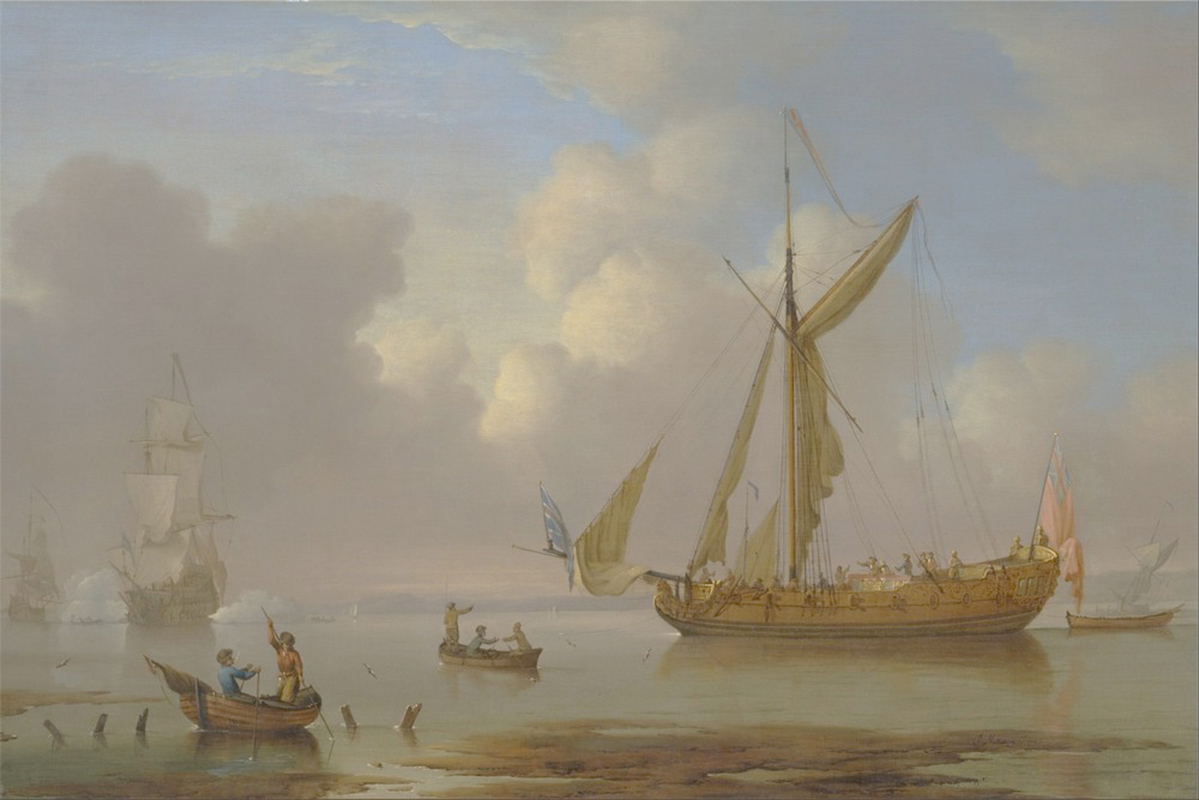 Affresco Морские пейзажи Peter Monamy, Royal Yacht Becalmed at Anchor