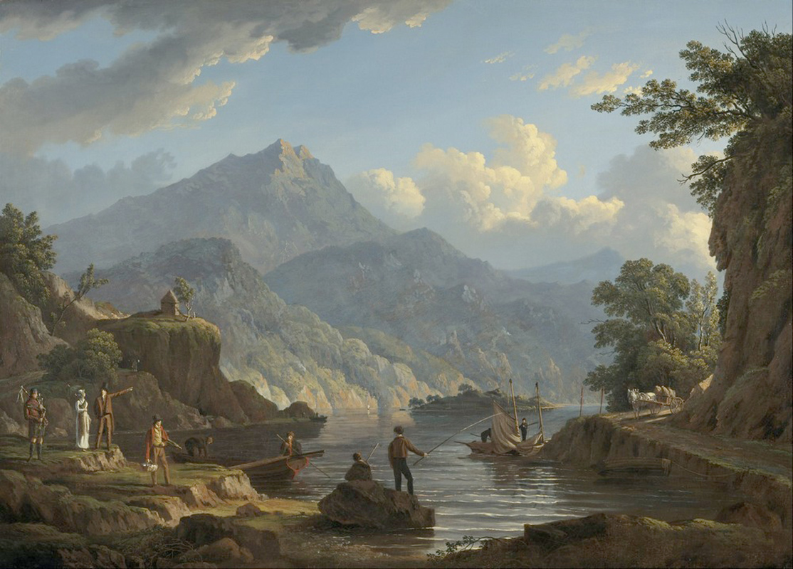 Affresco Классические пейзажи John Knox, Landscape with Tourists at Loch Katrine