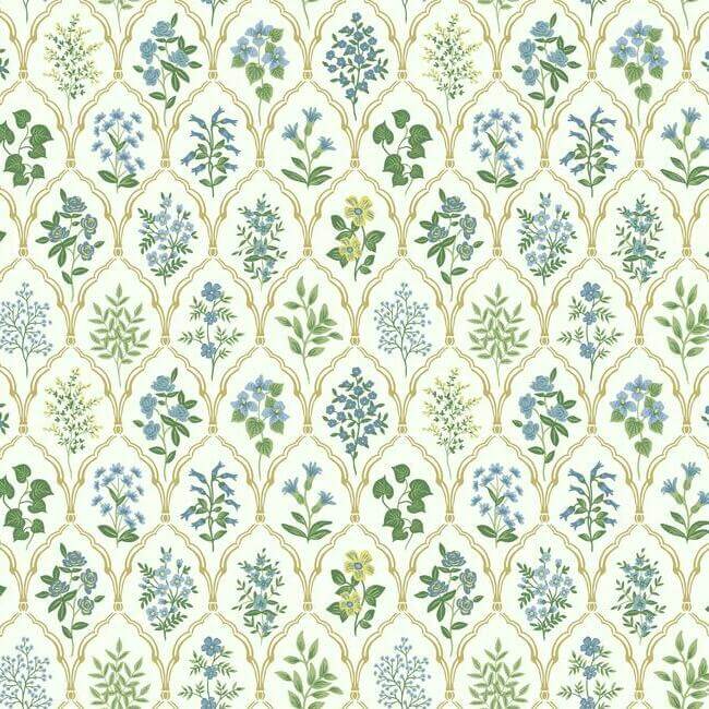 York  Rifle Paper Co. Wallcoverings  Hawthorne Wallpaper- Blue & Green RI5132
