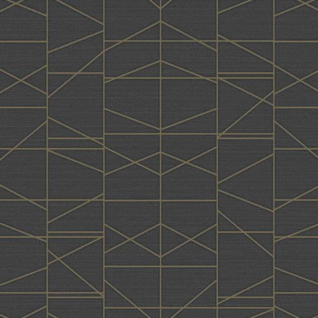 York  Geometric Resource Library  Modern Perspective Wallpaper- Gold/Black GM7547