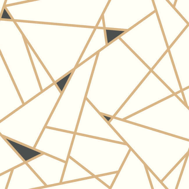 York  Geometric Wallpaper  Prismatic Wallpaper- Gold/White RY2702