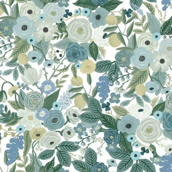 York  Rifle Paper Co. Wallcoverings  Garden Party Premium Peel + Stick Wallpaper- Indigo Multi PSW1201RL