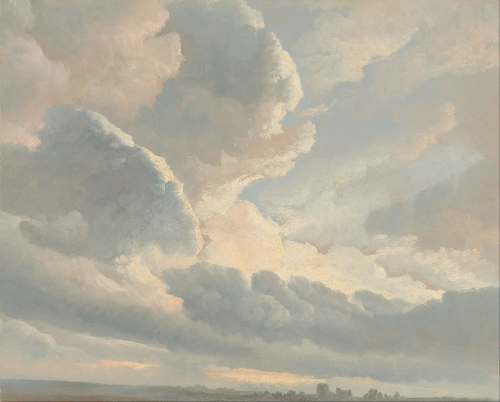 Affresco Классические пейзажи Simon Alexandre Clement Denis, Flemish Study of Clouds with a Sunset near Rome