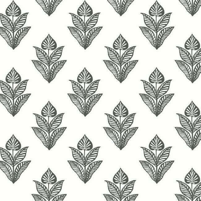 York  York  Lotus Motif Wallpaper- Soft Black/White BW3977
