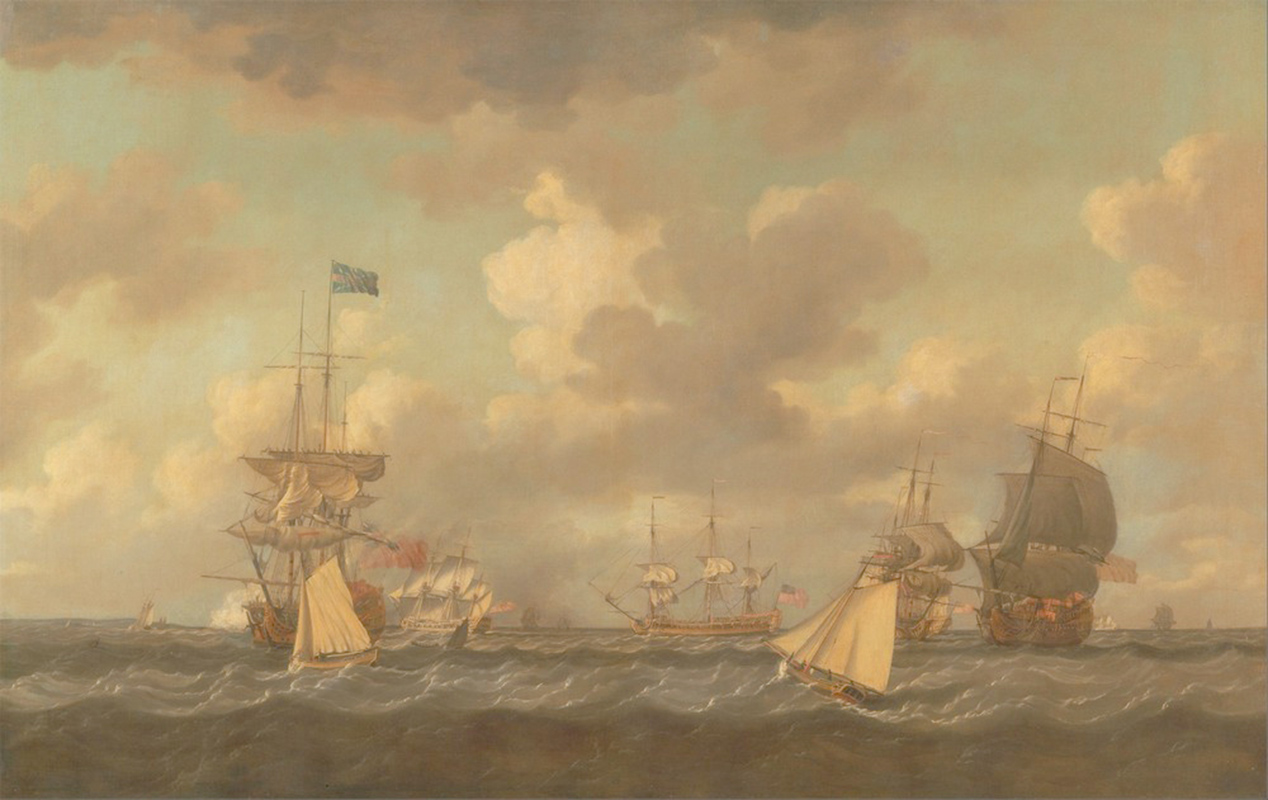 Affresco Морские пейзажи Dominic Serres, English Ships Coming to Anchor in a Fresh Breeze