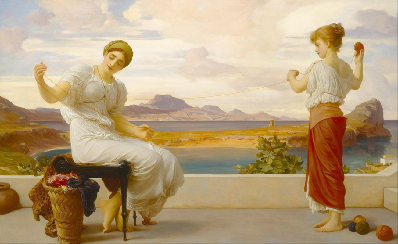 Affresco Античные сюжеты Lord Frederic Leighton Winding the skein