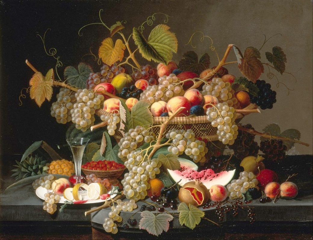 Affresco Натюрморт Severin Roesen, Still Life with Fruit