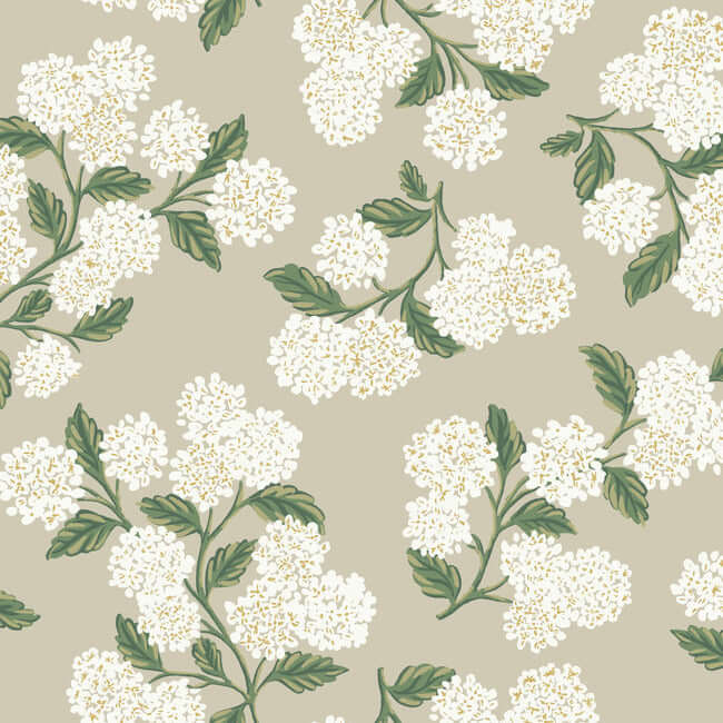 York  Rifle Paper Co.  Hydrangea Wallpaper- Linen RP7394