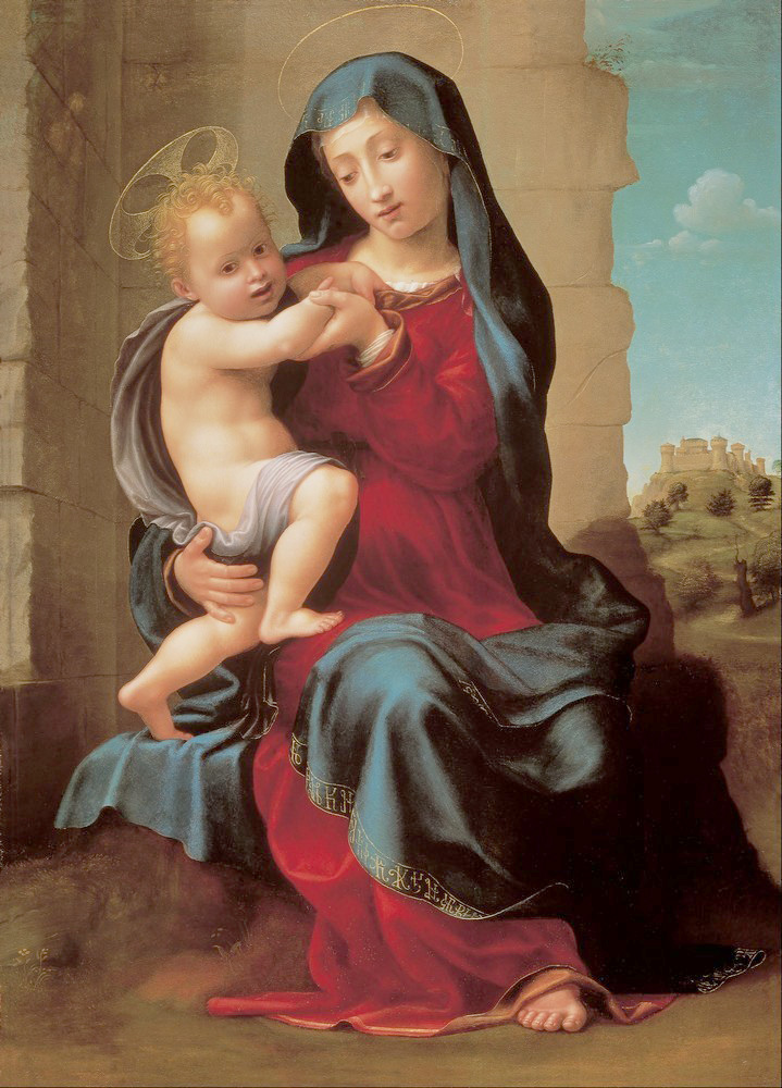 Affresco Библейские сюжеты Giuliano Bugiardini, Virgin and child