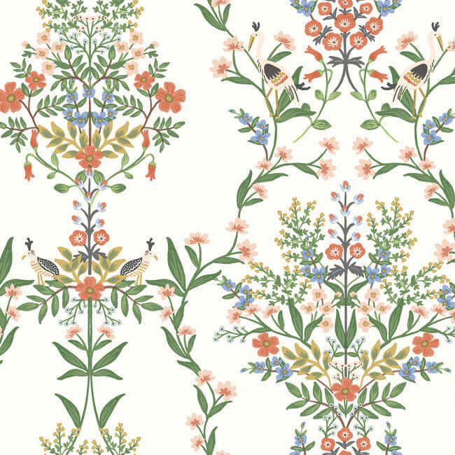 York  Rifle Paper Co.  Luxembourg Wallpaper- White Multi RP7328