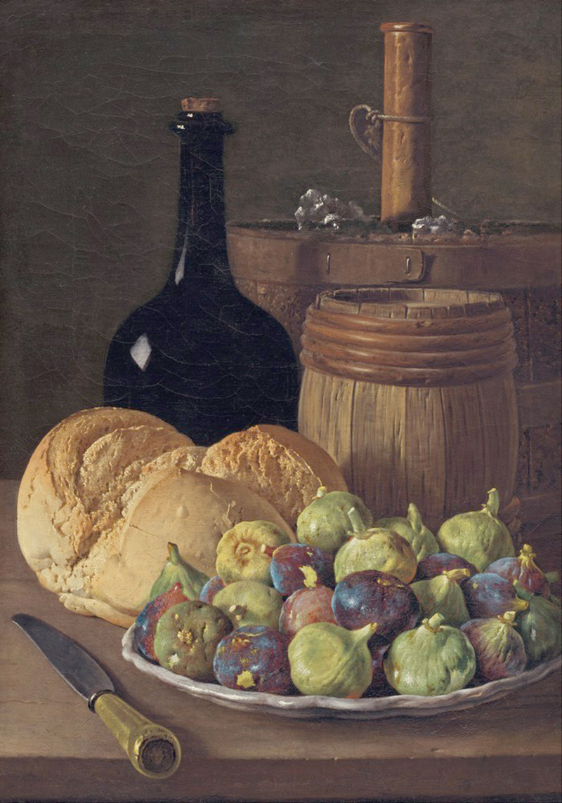 Affresco Luis Melendez, Still Life with Figs and Bread
