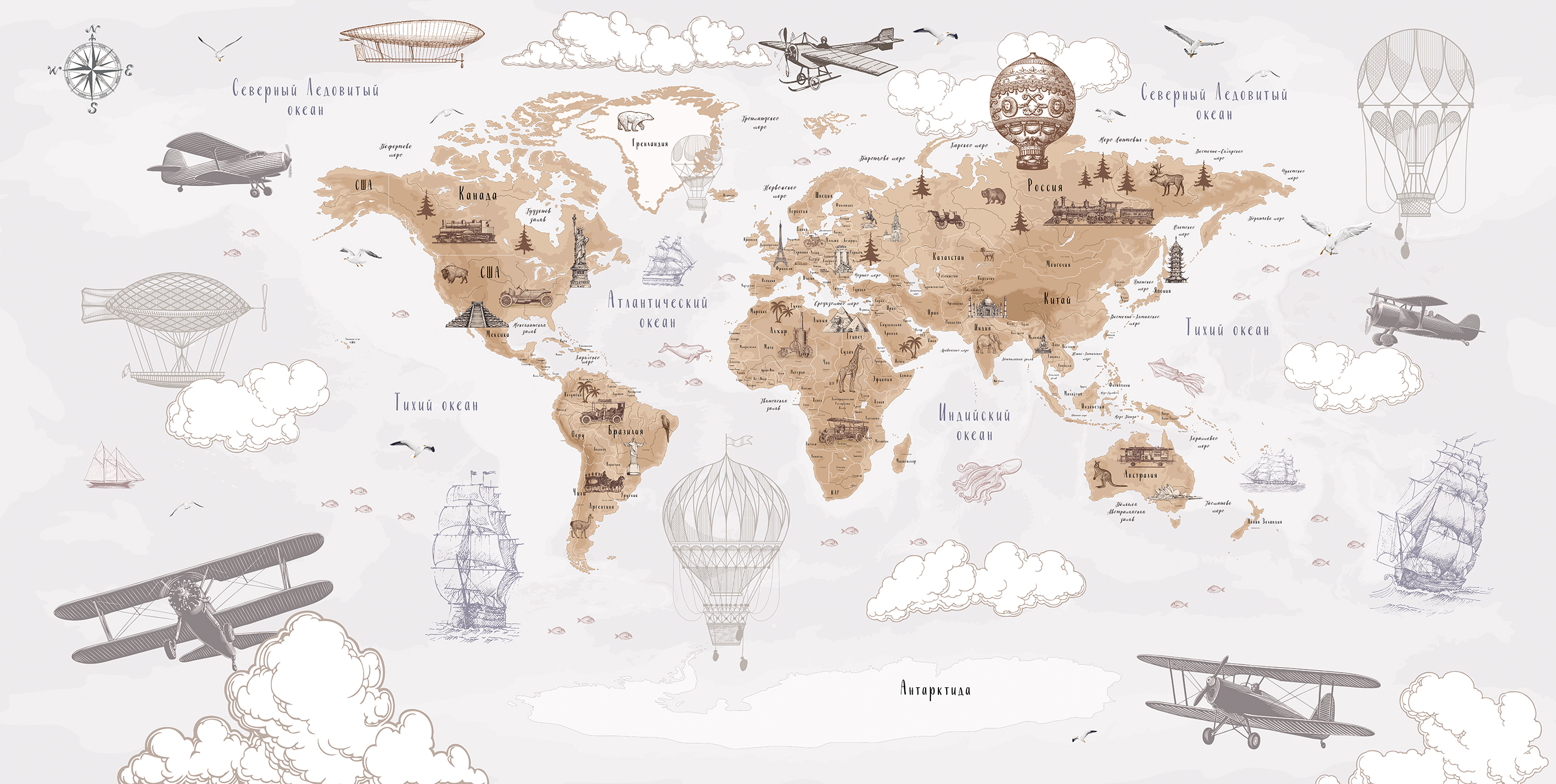 206236 Creativille карта мира 80 дней вокруг света