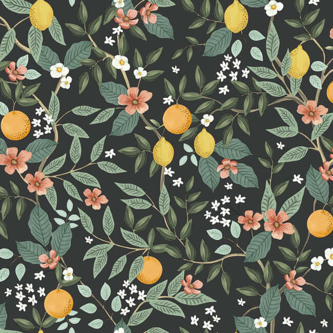 York  York Premium Peel + Stick  Citrus Grove Premium Peel + Stick Wallpaper- Black PSW1482RL