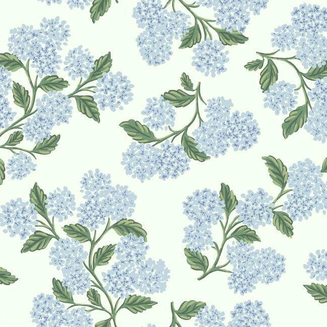 York  Rifle Paper Co. Wallcoverings  Hydrangea Wallpaper- Blue & White RI5143