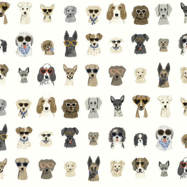 York  York Premium Peel + Stick  Dog Days Premium Peel + Stick Wallpaper- Multi White PSW1461RL