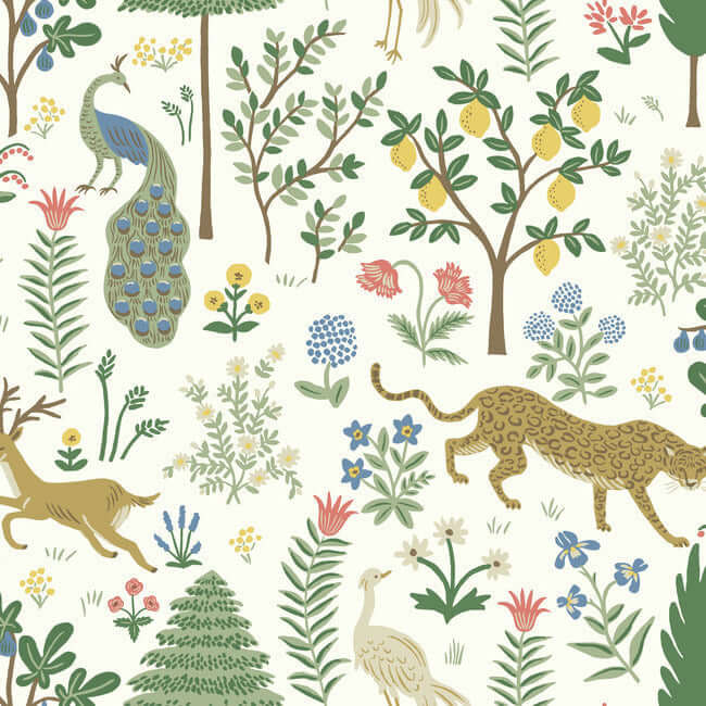 York  Rifle Paper Co.  Menagerie Wallpaper- White RP7305
