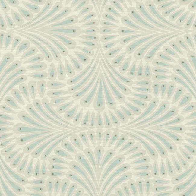 York  Antonina Vella Deco  Cabaret Wallpaper- Cream/Spa Blue CA1502