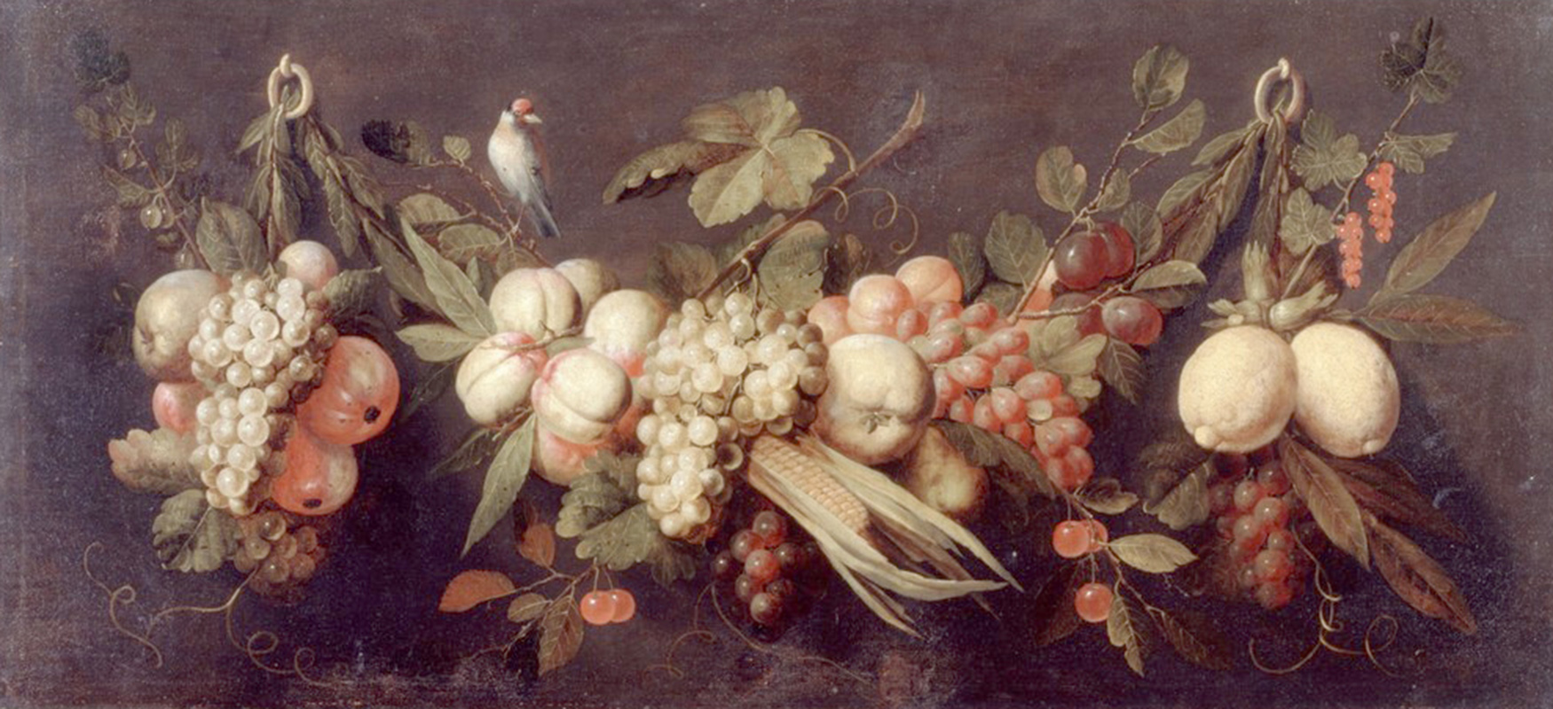 Affresco Натюрморт Gillemans Jan Pauwel the elder, Still Life with Fruit and a Bird