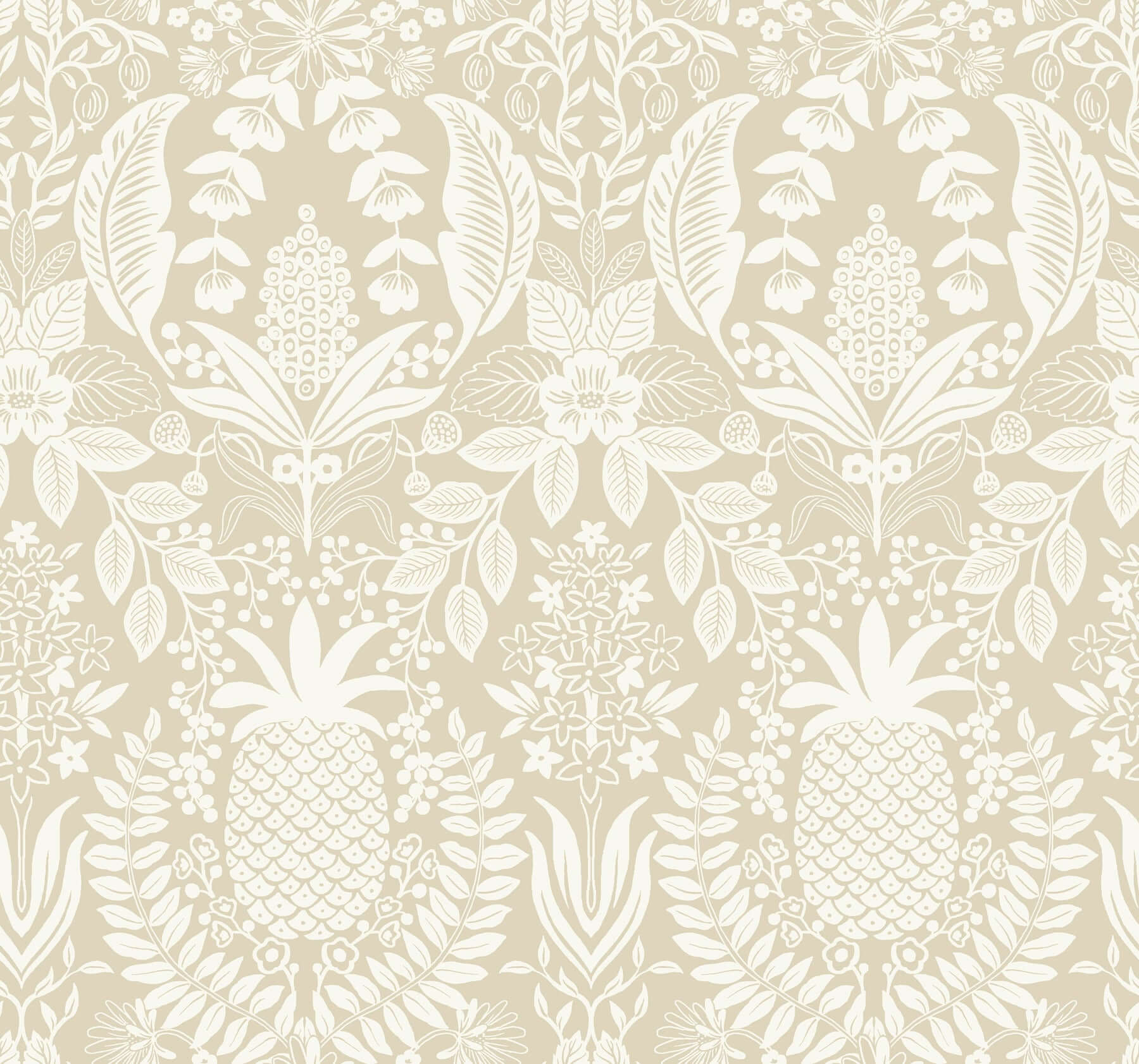 York  Rifle Paper Co. Wallcoverings  Pineapple Damask Wallpaper- Linen RF7485