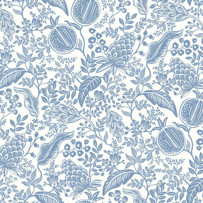 York  Rifle Paper Co.  Pomegranate Wallpaper- White & Blue RP7390