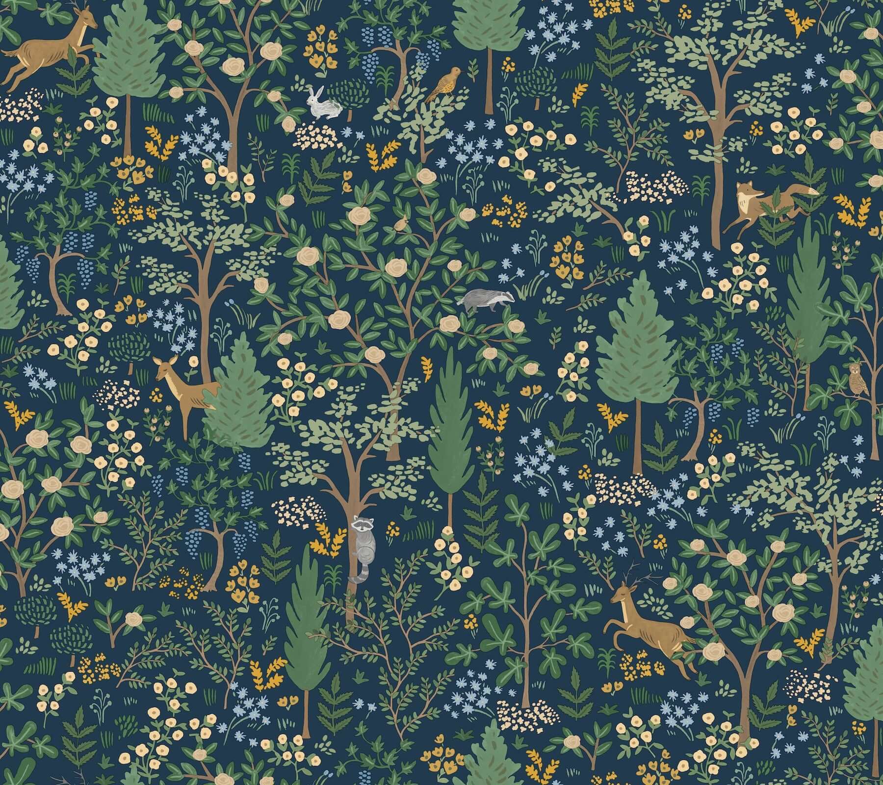 York  Rifle Paper Co. Premium Peel & Stick Wallpaper  Woodland Peel + Stick Wallpaper- Navy PSW1547RL