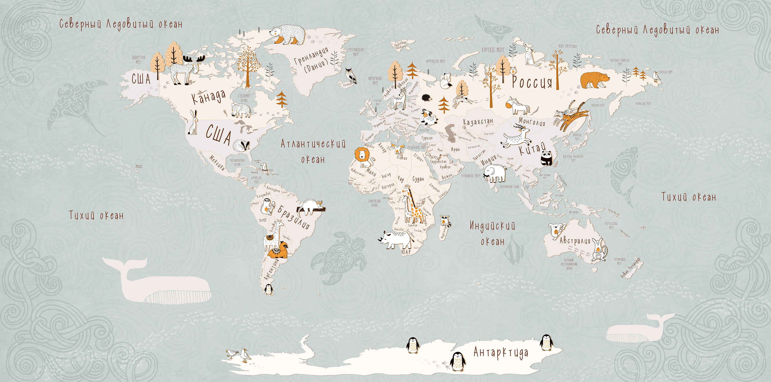203242 Creativille карта мира в стиле дудл